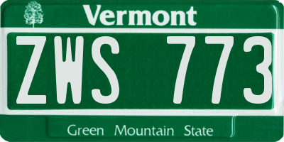 VT license plate ZWS773