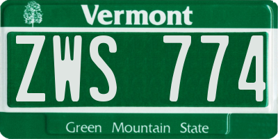 VT license plate ZWS774