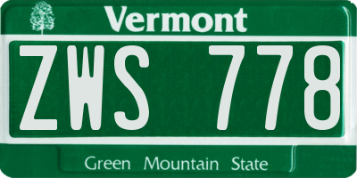 VT license plate ZWS778