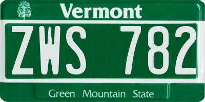 VT license plate ZWS782