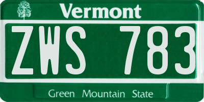 VT license plate ZWS783