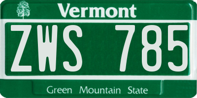 VT license plate ZWS785