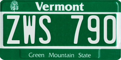 VT license plate ZWS790