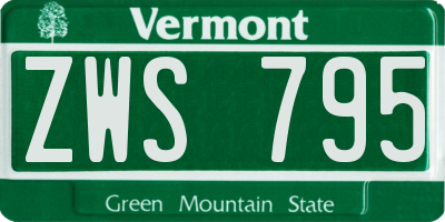 VT license plate ZWS795