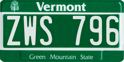 VT license plate ZWS796