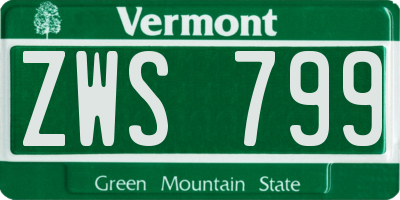 VT license plate ZWS799