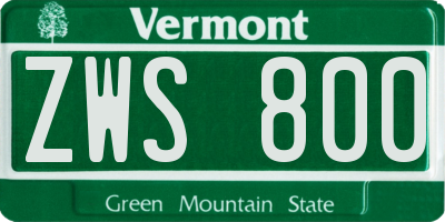 VT license plate ZWS800