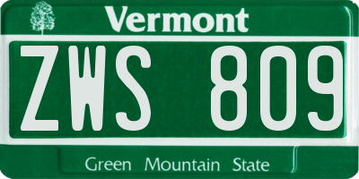 VT license plate ZWS809