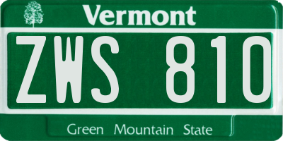 VT license plate ZWS810