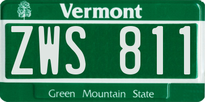 VT license plate ZWS811