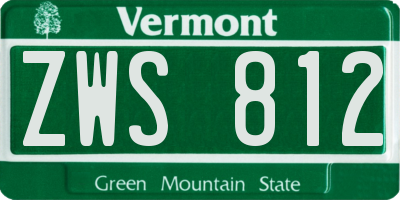 VT license plate ZWS812