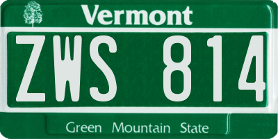 VT license plate ZWS814