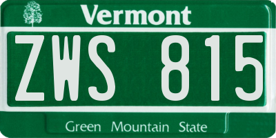 VT license plate ZWS815