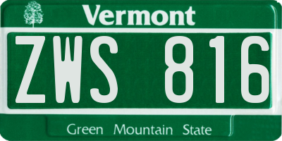 VT license plate ZWS816