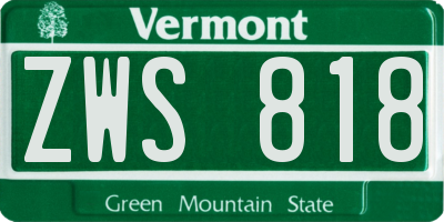 VT license plate ZWS818