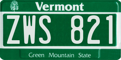 VT license plate ZWS821