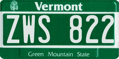 VT license plate ZWS822