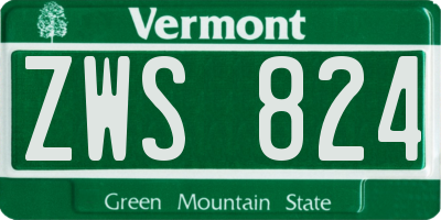 VT license plate ZWS824
