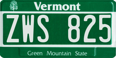 VT license plate ZWS825