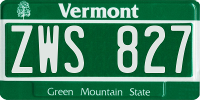 VT license plate ZWS827