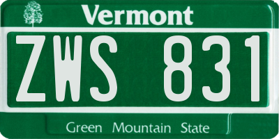 VT license plate ZWS831