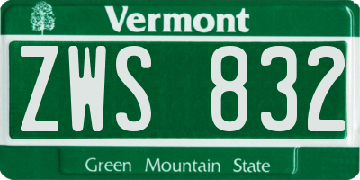 VT license plate ZWS832