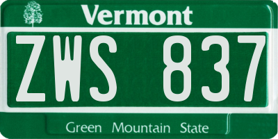 VT license plate ZWS837