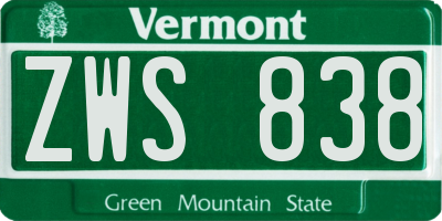 VT license plate ZWS838