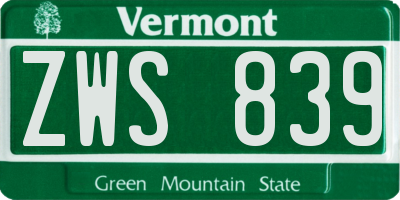 VT license plate ZWS839