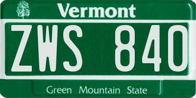 VT license plate ZWS840
