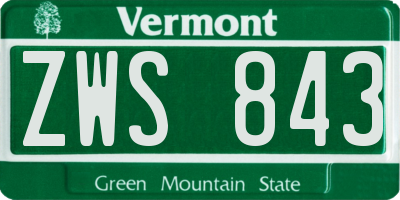 VT license plate ZWS843