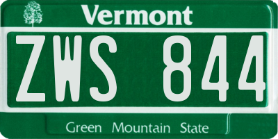 VT license plate ZWS844