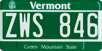 VT license plate ZWS846