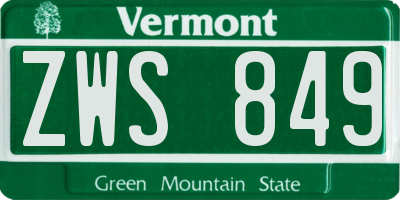 VT license plate ZWS849