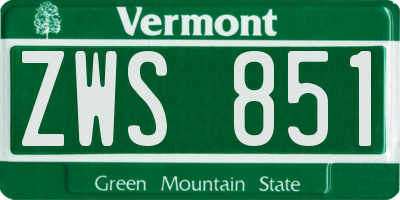VT license plate ZWS851
