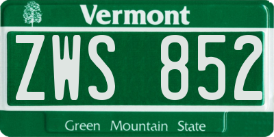 VT license plate ZWS852