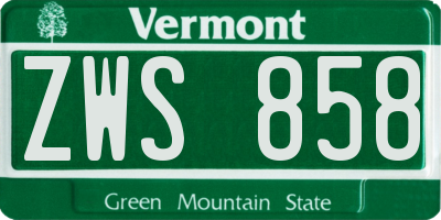 VT license plate ZWS858