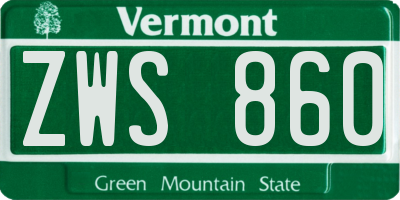 VT license plate ZWS860