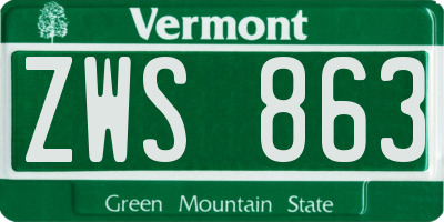 VT license plate ZWS863