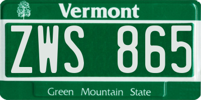 VT license plate ZWS865
