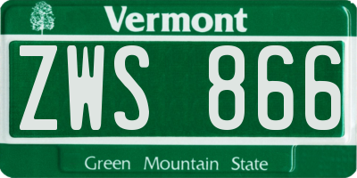 VT license plate ZWS866
