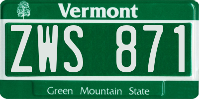 VT license plate ZWS871