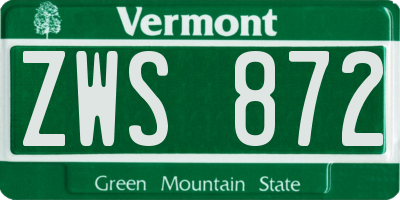 VT license plate ZWS872