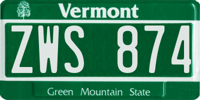 VT license plate ZWS874