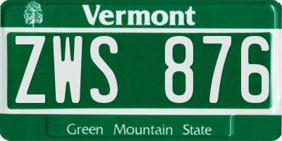 VT license plate ZWS876