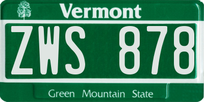 VT license plate ZWS878