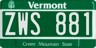 VT license plate ZWS881
