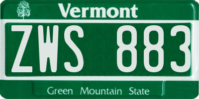 VT license plate ZWS883