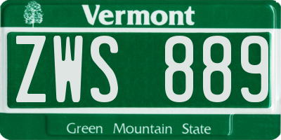 VT license plate ZWS889