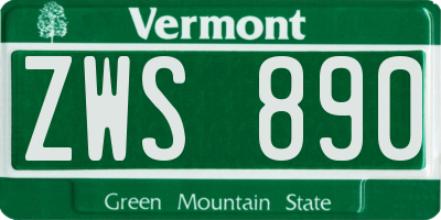 VT license plate ZWS890